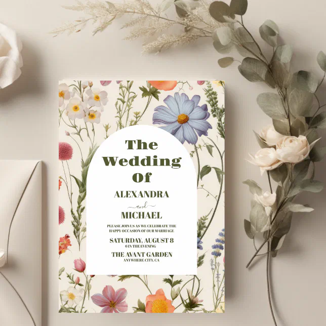 Boho Wildflower Botanical Wedding Invitation Zazzle