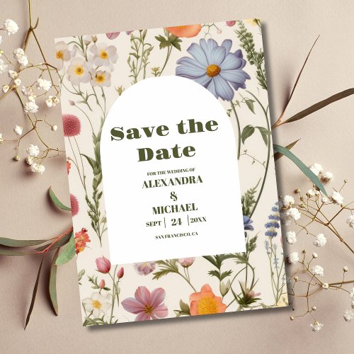 Boho Wildflower Botanical Wedding Save The Date