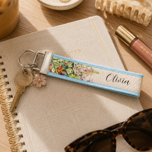 Boho Wildflower Botanical Wrist Keychain