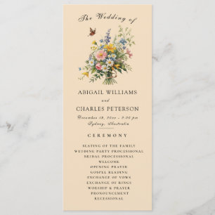 Boho Wildflower Bouquet Wedding Ceremony Program