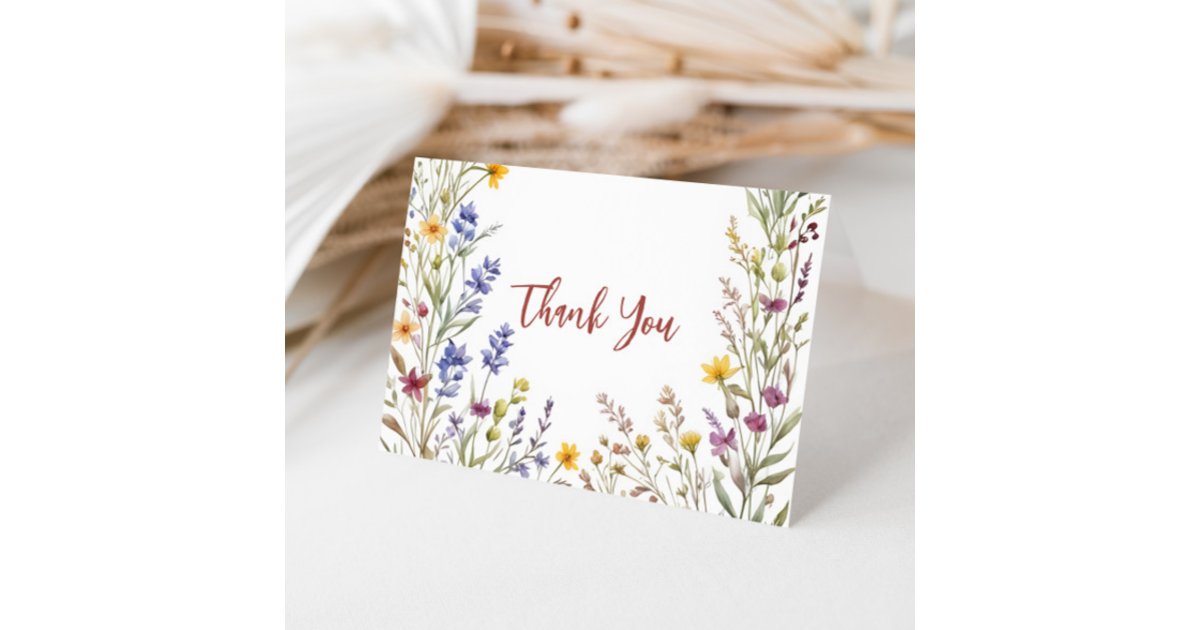 Boho Wildflower Bridal Baby Shower Thank You Card | Zazzle
