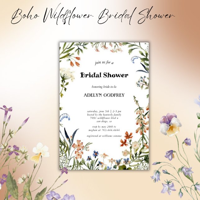 Boho Wildflower Bridal bohemian chic Invitation (Creator Uploaded)