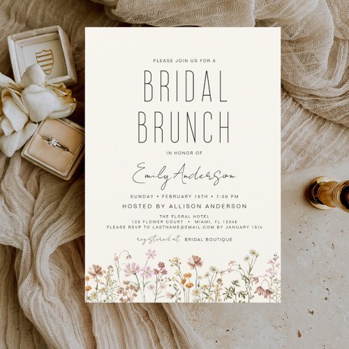 Boho Wildflower Bridal Brunch Bridal Shower Invitation