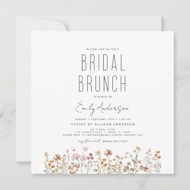 Boho Wildflower Bridal Brunch Bridal Shower Invitation (Front)