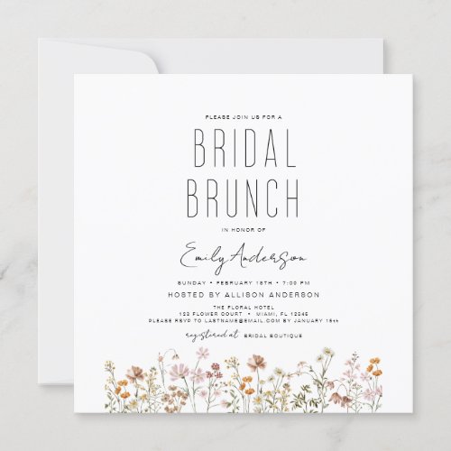 Boho Wildflower Bridal Brunch Bridal Shower Invitation