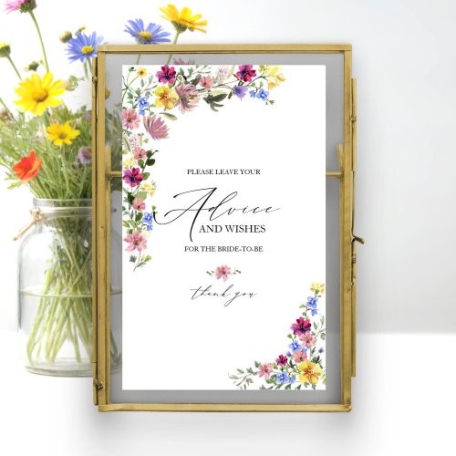 Boho Wildflower Bridal Shower Advice Card Sign