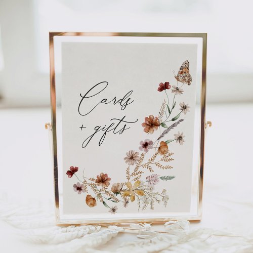 Boho Wildflower Bridal Shower Cards and Gifts Sign