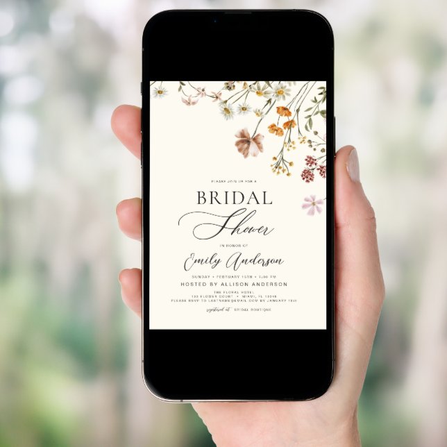 Boho Wildflower Bridal Shower Floral Garden Invitation (Front Digital)