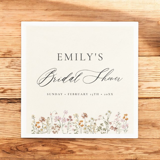Boho Wildflower Bridal Shower Garden Script Napkins (Creator Uploaded)