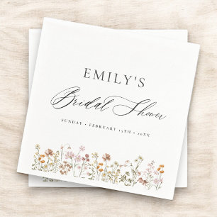 Boho Wildflower Bridal Shower Garden Script Napkins