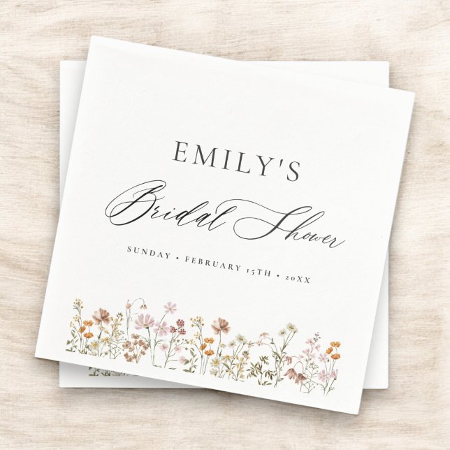 Boho Wildflower Bridal Shower Garden Script Napkins (Creator Uploaded)