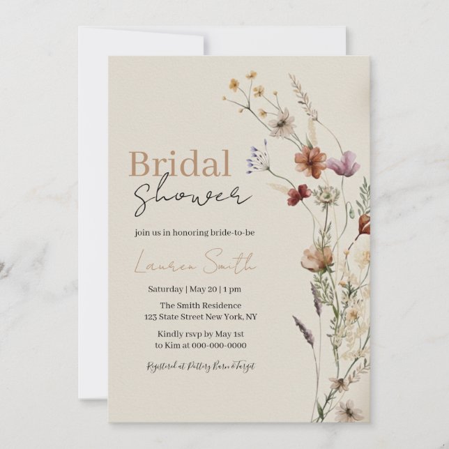 Boho Wildflower Bridal Shower Invitation (Front)