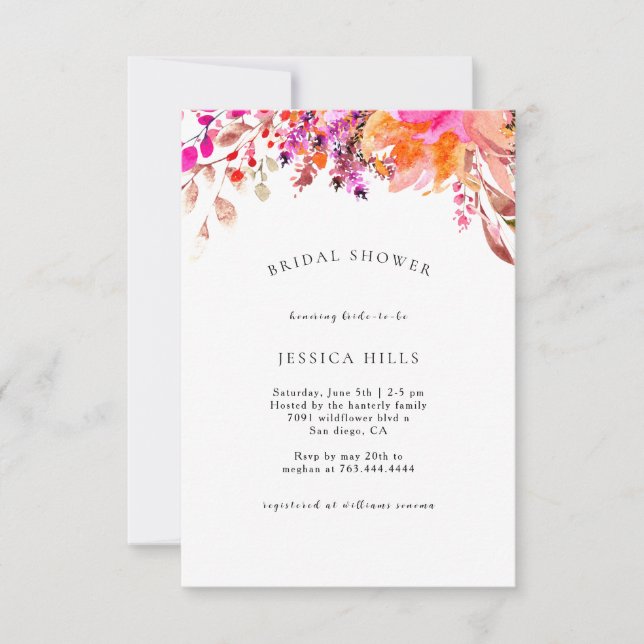 Boho Wildflower Bridal Shower Invitation (Front)