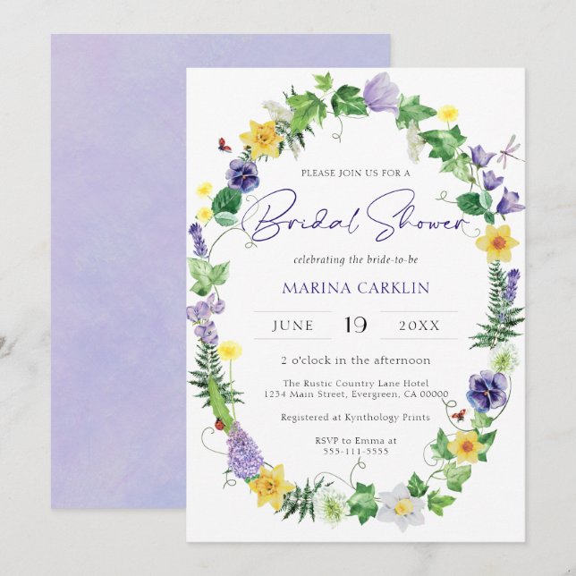 Boho Wildflower Bridal Shower Invitation (Front/Back)
