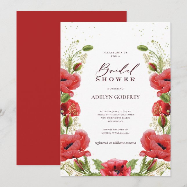 Boho Wildflower Bridal Shower Invitation (Front/Back)