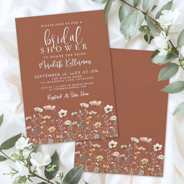 Boho Wildflower Bridal Shower Invitation (Boho Wildflower Bridal Shower Invitation)