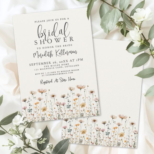 Boho Wildflower Bridal Shower Invitation (Boho Wildflower Bridal Shower Invitation)