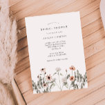 Boho Wildflower Bridal Shower Invitation<br><div class="desc">Whimsical bridal shower invitation card featuring watercolor illustration of wildflowers in pink and white. Perfect for a spring or summer celebration.</div>