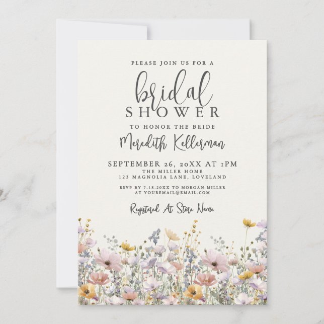 Boho Wildflower Bridal Shower Invitation (Front)