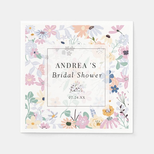 Boho Wildflower Bridal Shower Napkins (Front)