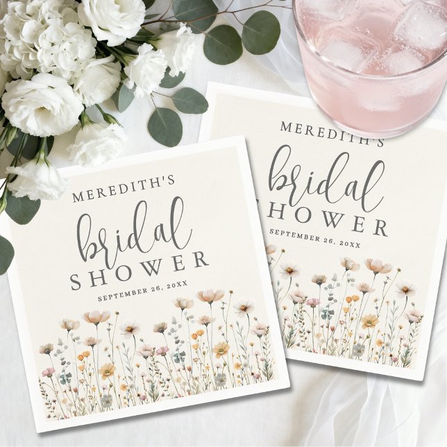 Boho Wildflower Bridal Shower Napkins (Boho Wildflower Bridal Shower Napkins)