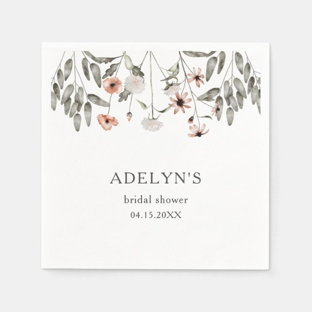 Boho Wildflower Bridal Shower Napkins (Front)
