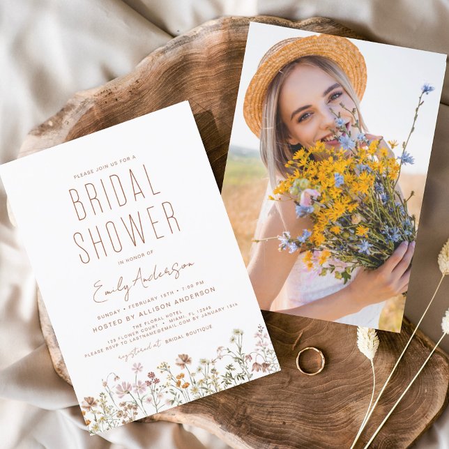 Boho Wildflower Bridal Shower Photo Invitation (Creator Uploaded)