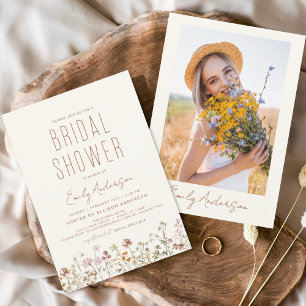 Boho Wildflower Bridal Shower Photo Invitation