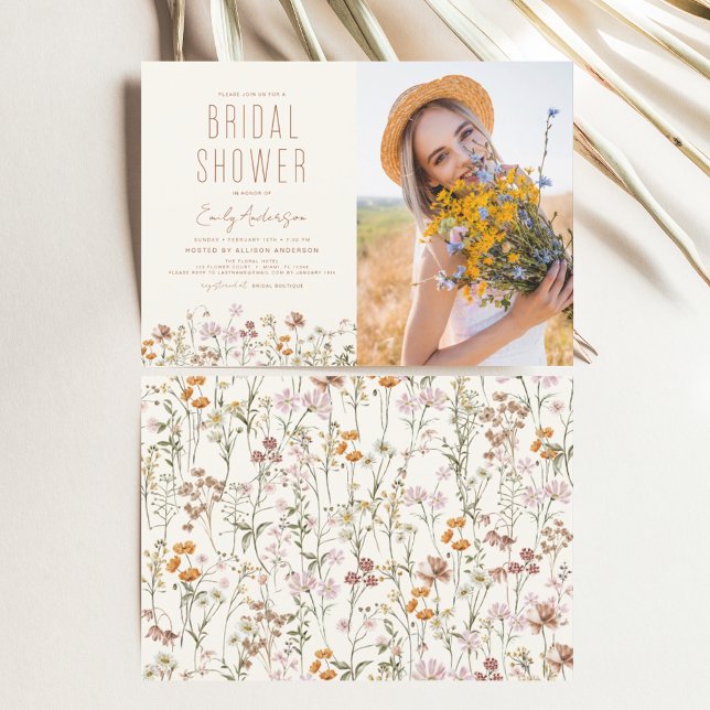 Boho Wildflower Bridal Shower Photo Invitation (Creator Uploaded)
