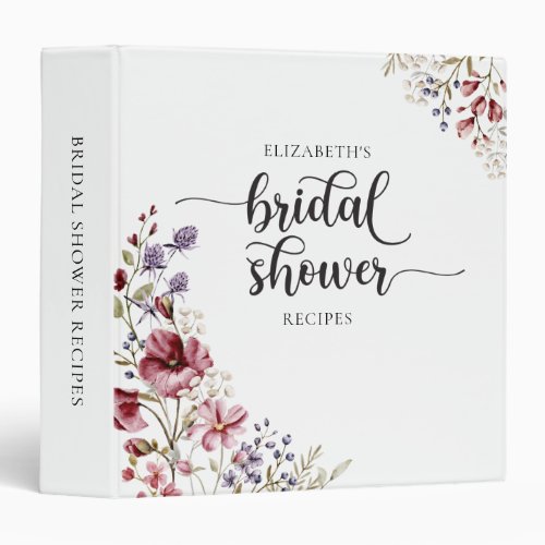 Boho Wildflower Bridal Shower Recipe Binder