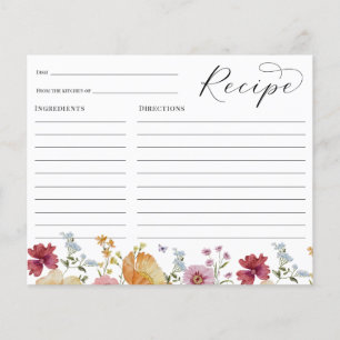 Boho Wildflower Bridal Shower Recipe card