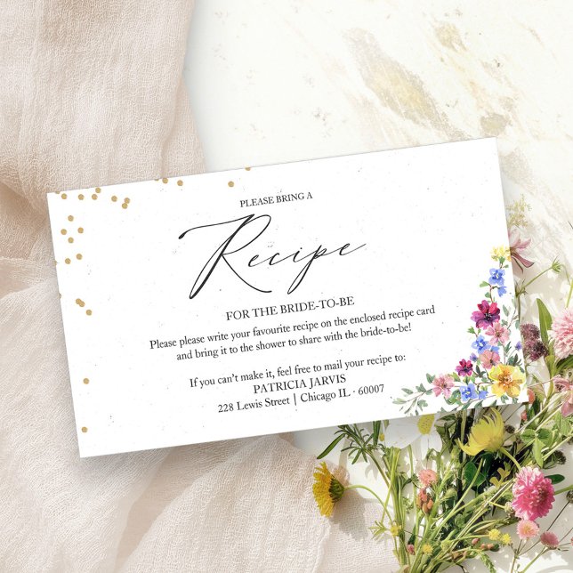 Boho Wildflower Bridal Shower Recipe Request Enclosure Card (Creator Uploaded)