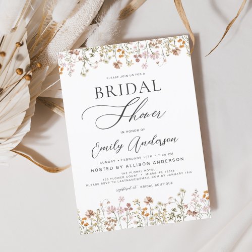 Boho Wildflower Bridal Shower Script Invitation
