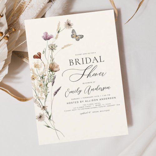 Boho Wildflower Bridal Shower Script Invitation