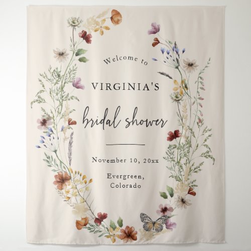 Boho Wildflower Bridal Shower Tapestry