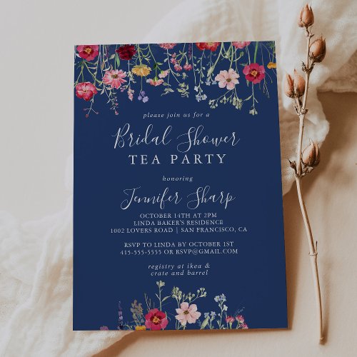 Boho Wildflower Bridal Shower Tea Party Invitation