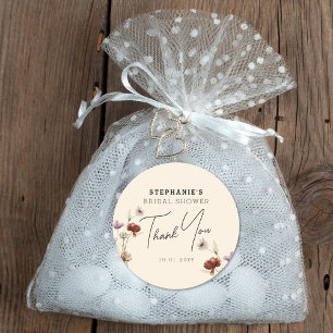 Boho Wildflower Bridal Shower Thank You Classic Round Sticker