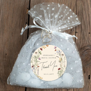 Boho Wildflower Bridal Shower Thank You Classic Round Sticker