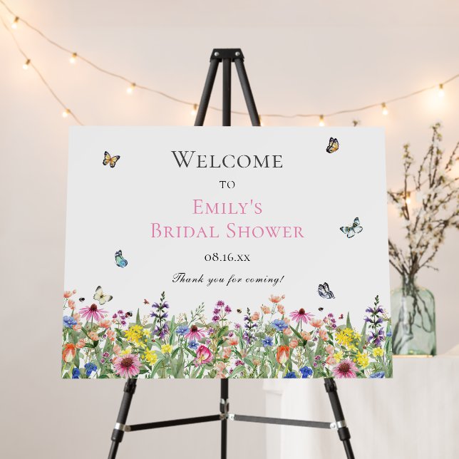 Boho Wildflower Bridal Shower Welcome Foam Board (In Situ (Stand))