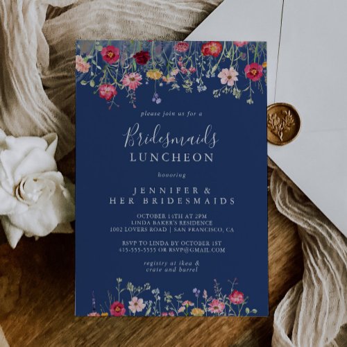 Boho Wildflower Bridesmaids Luncheon Shower Invitation