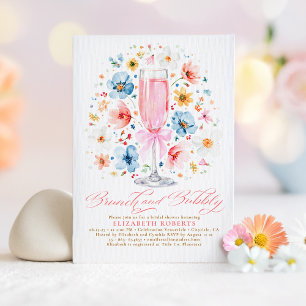 Boho Wildflower Brunch and Bubbly Bridal Shower Invitation