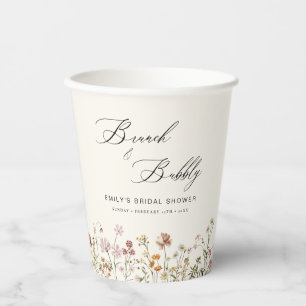 Boho Wildflower Brunch & Bubbly  Bridal Shower Paper Cups