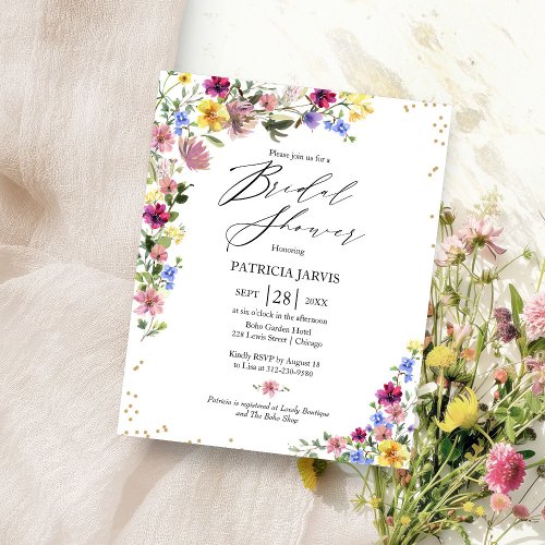 Boho Wildflower Budget Bridal Shower Invitation Flyer