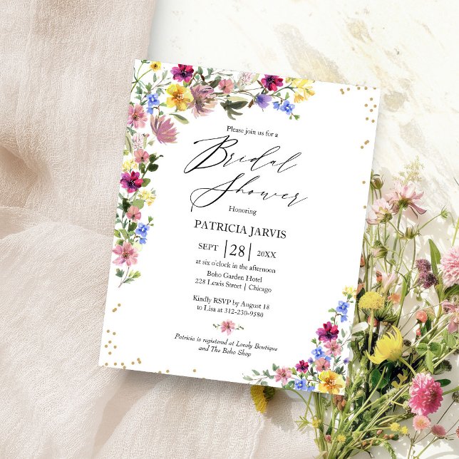 Boho Wildflower Budget Bridal Shower Invitation Flyer (Creator Uploaded)