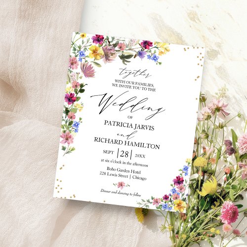 Boho Wildflower Budget Wedding Invitations Flyer