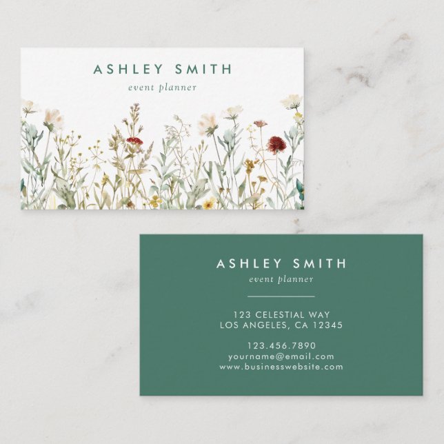 Boho Wildflower Business Card (Front/Back)