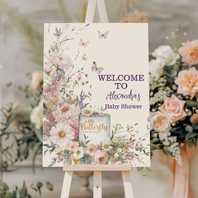 Boho Wildflower Butterflies Baby Shower Foam Board (Creator Uploaded)