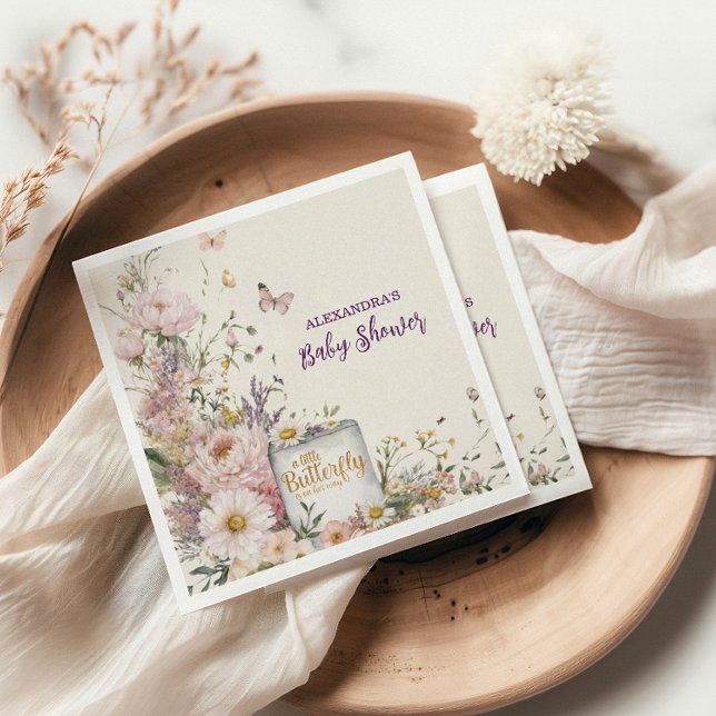 Boho Wildflower Butterflies Baby Shower Napkins (Creator Uploaded)