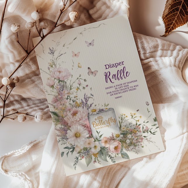 Boho Wildflower Butterflies Diapper Raffle Enclosure Card (Creator Uploaded)