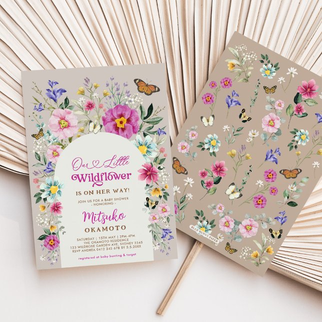 Boho Wildflower Butterfly Garden Girl Baby Shower Invitation (Creator Uploaded)